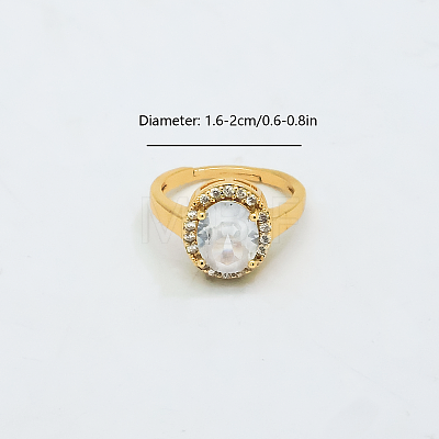 Brass Micro Pave Cubic Zirconia Cuff Open Rings for Women YE6141-1-1