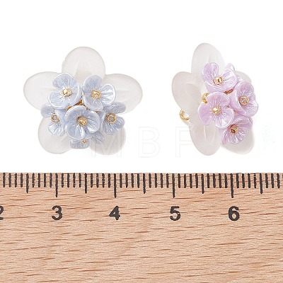 4Pcs Frosted Acrylic Bead Caps Pendants PALLOY-MZ01310-1