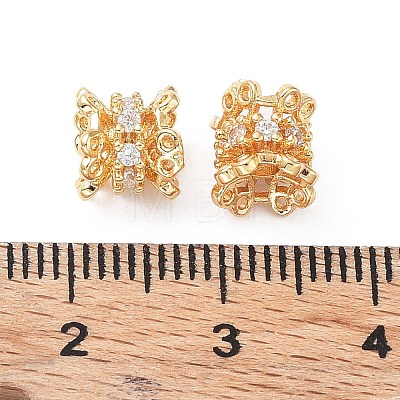 Brass Micro Pave Cubic Zirconia Spacer Beads KK-A189-16G-1