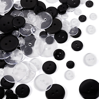 2-Hole Flat Round Resin Sewing Buttons For Costume Design BUTT-TA0001-62-1