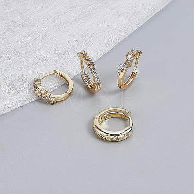 3 Pairs 3 Style Crystal Rhinestone Star Hoop Earrings EJEW-AN0001-96-1