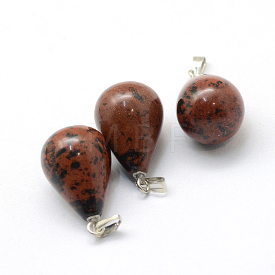 Teardrop Natural Mahogany Obsidian Pendants X-G-Q435-03-1