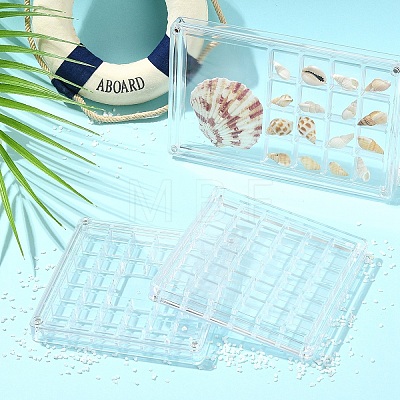 3Pcs 3 Styles Transparent Acrylic Grided Storage Boxes with Magnetic Lid for Loose Shell Beads CON-YW0001-99-1