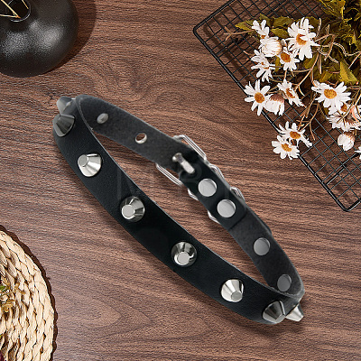 Punk Rock Style Alloy Rivet Imitation Leather Chocker Necklaces NJEW-CL0001-31-1