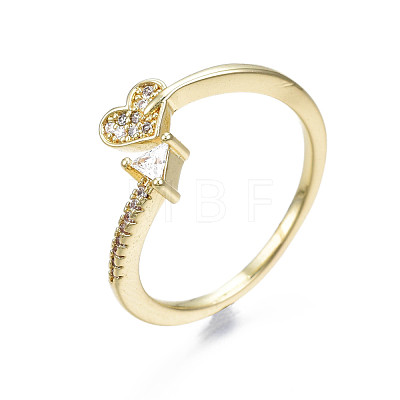 Exquisite Cubic Zirconia Heart Cuff Ring RJEW-N035-066-NF-1