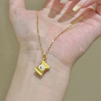Alloy Enamel Cat Paw Print Candy Pendant Necklaces for Women WG8C641-01-1