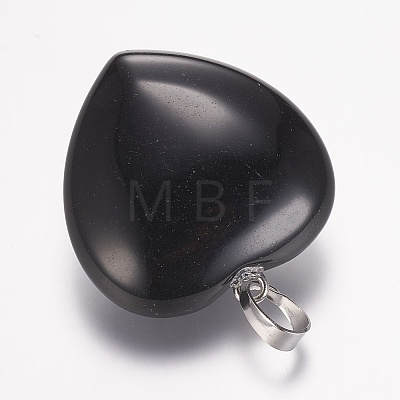 Natural Black stone  Gemstone Pendants X-G-E338-10B-1
