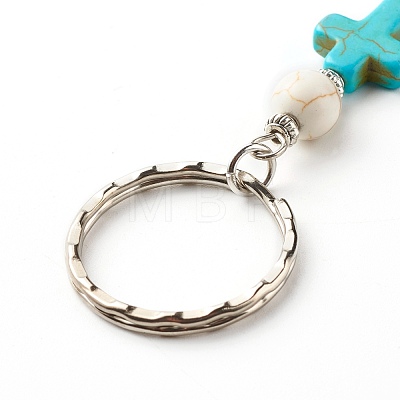Synthetic Howlite Bead and Synthetic Turquoise beads Keychain KEYC-JKC00267-04-1