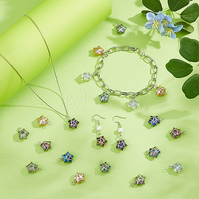 70Pcs 7 Styles Glass Pendants PALLOY-FH00204-1