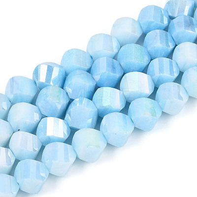 Anti-Tarnish Electroplate Glass Beads Strands GLAA-T025-8mm-14B-1