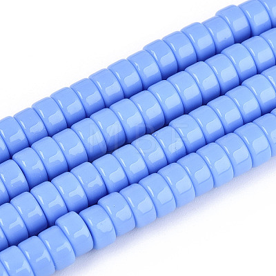 Opaque Solid Color Glass Beads Strands GLAA-N026-3x6mm-08-1