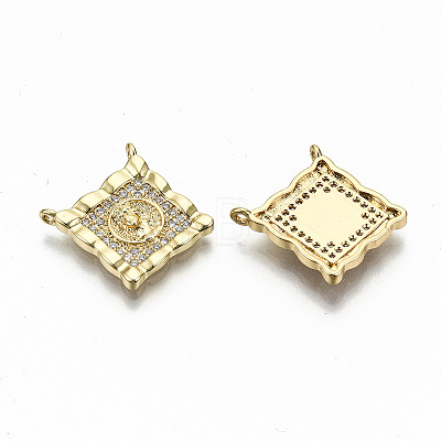 Brass Micro Pave Clear Cubic Zirconia Pendant Link ZIRC-S067-131-NF-1