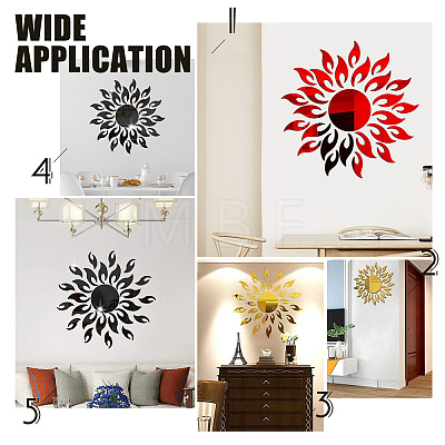 Sunflower Acrylic Mirrors Wall Stickers DIY-CN0001-18E-1