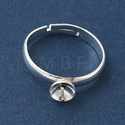Adjustable Brass Cup Peg Ring Settings For Half-drilled Beads KK-K414-02B-S-1