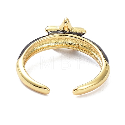 Brass Enamel Cuff Rings RJEW-P023-20G-1