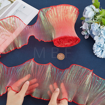 10 Yards Mermaid Color Polyester Pleated Lace Trim Ribbon DIY-WH0419-43F-1