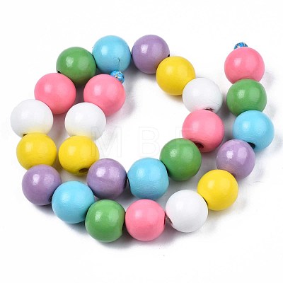 Halloween Spray Painted Natural Wood Beads Strands WOOD-S053-55A-1