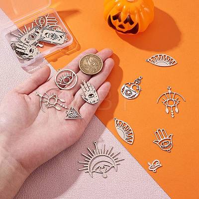 20Pcs 10 Style 201 Stainless Steel Laser Cut Charms STAS-SZ0002-67P-1