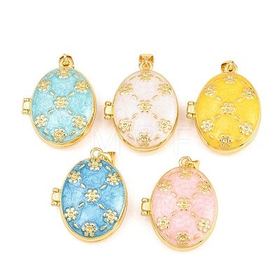 Brass Locket Pendants KK-D232-13G-1