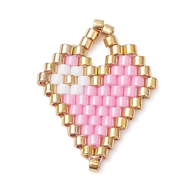 Beaded Heart Charms PALLOY-MZ01147-03-1