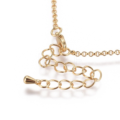 Brass Rolo Chain Necklaces Making MAK-L025-04G-1