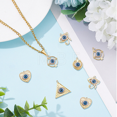 30Pcs 5 Styles Rack Plating Alloy Enamel Evil Eye Pendants FIND-DC0002-43-1