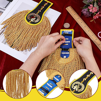 Polyester Tassel Epaulettes AJEW-WH0481-520C-1