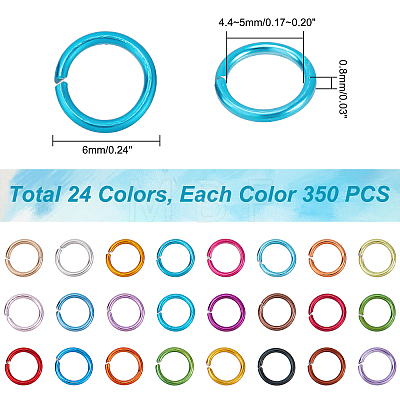 Aluminum Wire Open Jump Rings ALUM-PH0002-01-WH-1