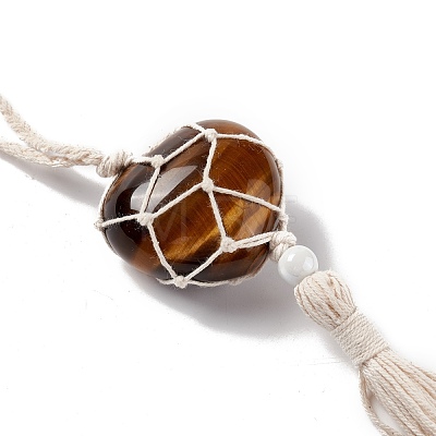 Natural Tiger Eye Pendant Decorations HJEW-E579-01F-1