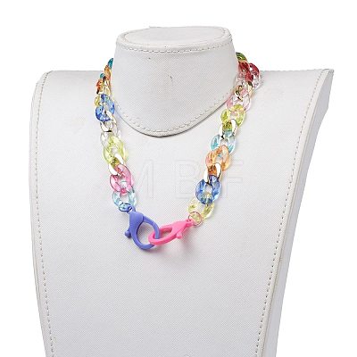 Personalized Rainbow CCB Plastic & Acrylic Curb Chain Necklaces X-NJEW-JN02878-01-1