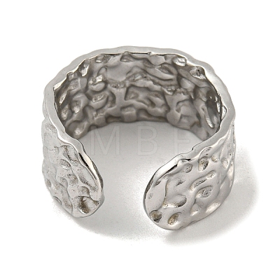 304 Stainless Steel Textured Open Cuff Ring RJEW-C067-05P-1