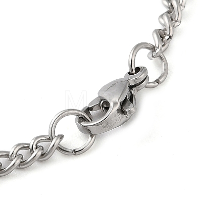 304 Stainlessa Steel Curb Chain Pendant Necklaces NJEW-H034-07P-1