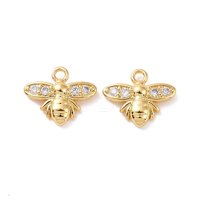 Bee Brass Micro Pave Clear Cubic Zirconia Charms KK-G435-18G-1
