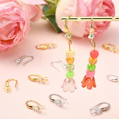 40Pcs 4 Colors Brass Micro Pave Clear Cubic Zirconia Hoop Earring Findings KK-CJ0003-97-1