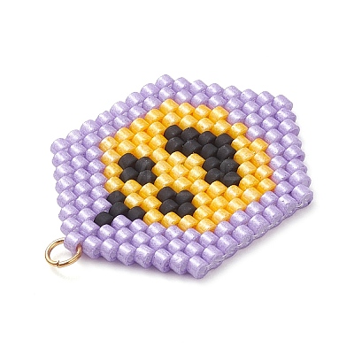 Hallowen Theme Glass Seed Beaded Pendants PALLOY-MZ00873-05-1