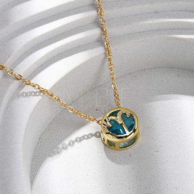 Brass Pave Cubic Zirconia Birth Stone Constellation Pendant Cable Chain Necklaces LS-NJEW-D334-01G-07-1