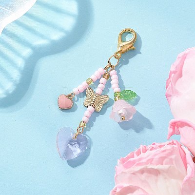 Glass Seed Beaded Pendant Decorations HJEW-MZ00405-01-1