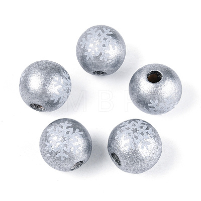 Christmas Spray Painted Schima Wood Beads WOOD-T032-35A-1