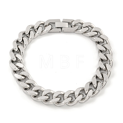 Non-Tarnish 201 Stainless Steel Cuban Link Chain Bracelets for Women and Men BJEW-F473-03P-03-1