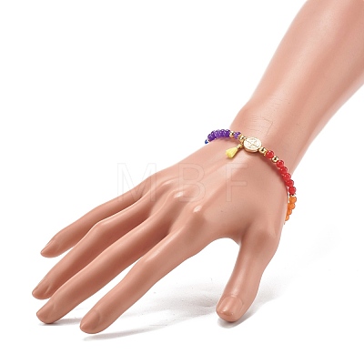 Reiki 7 Chakra Natural Mixed Stone Round Beads Stretch Bracelet for Girl Women BJEW-JB07003-01-1