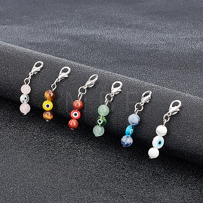 SUPERFINDINGS Natural Stone & Handmade Evil Eye Lampwork Beads Pendant Decoration HJEW-FH0001-16-1