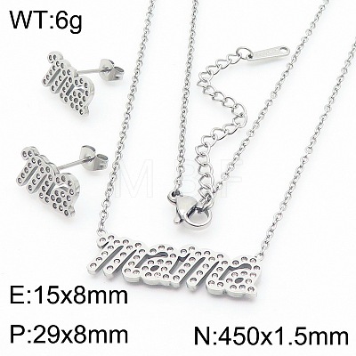 Mother's Day 304 Stainless Steel Crystal Rhinestone Earrings & Necklaces FS-WG743BF-10-1