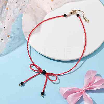 Glass Seed Pendants Necklaces for Women NJEW-MZ00031-1