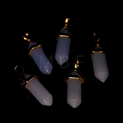 Luminous/Glow Bullet Glass Pointed Pendants GLAA-K058-01G-04-1