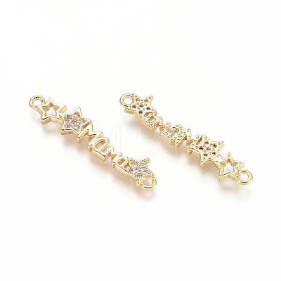 Brass Micro Pave Clear Cubic Zirconia Links connectors ZIRC-G152-15G-1