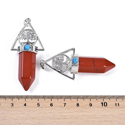 Natural Red Jasper Faceted Pointed Bullet Big Pendants G-H076-02P-02-1