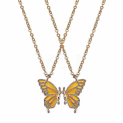 2Pcs Matching Butterfly Pendant Necklaces Set JN1033E-1-1