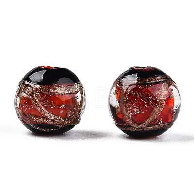 Handmade Gold Sand Lampwork Beads LAMP-T019-8mm-03-1