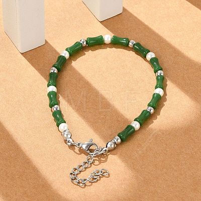 304 Stainless Steel Beaded Bracelets for Women BJEW-M056-08P-04-1