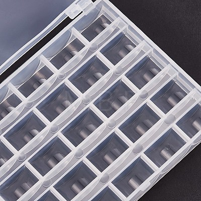 2 Boxes 25 Compartments Polypropylene(PP) Plastic Sewing Machine Bobbins with Storage Case CON-SZ0001-17-1